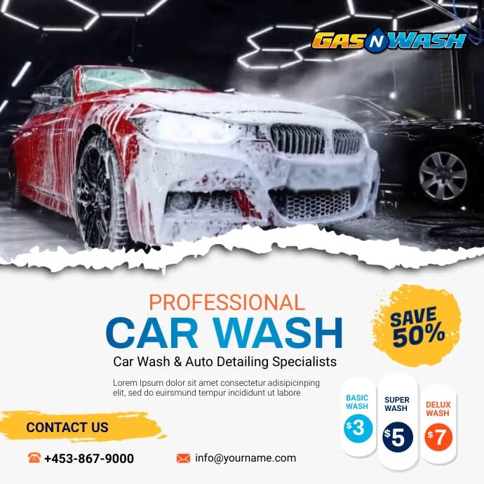 car wash and detailing Publicação no Instagram template