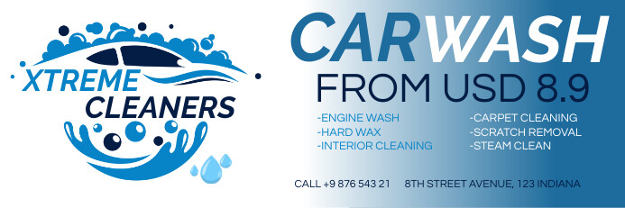car wash banner Bannier 2' × 6' template