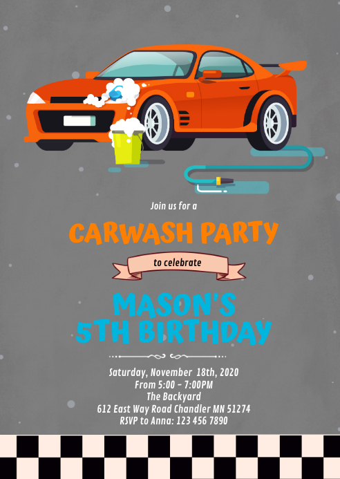 Modele Une Invitation A Theme D Anniversaire De Lavage De Voiture Postermywall Modele Une Invitation A Theme D Anniversaire De Lavage De Voiture Postermywall