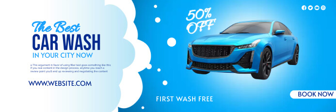 Car Wash Banner 2' × 6' template