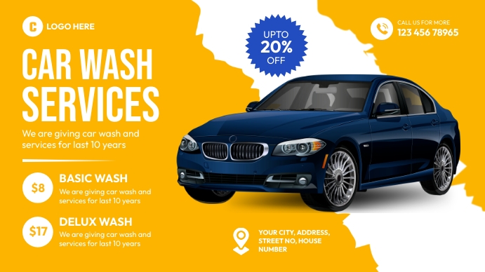 Car Wash Flyer, Car Repair Digital Display template