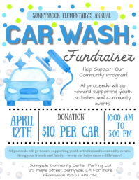 Car Wash Fundraiser Flyer Template | School Community Charity Event