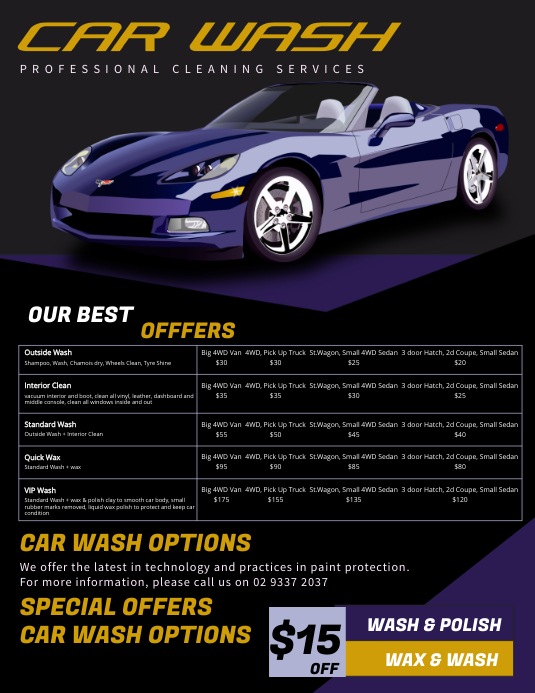 Car Wash Price List Flyer Template PosterMyWall Car Wash Price List Flyer Template PosterMyWall