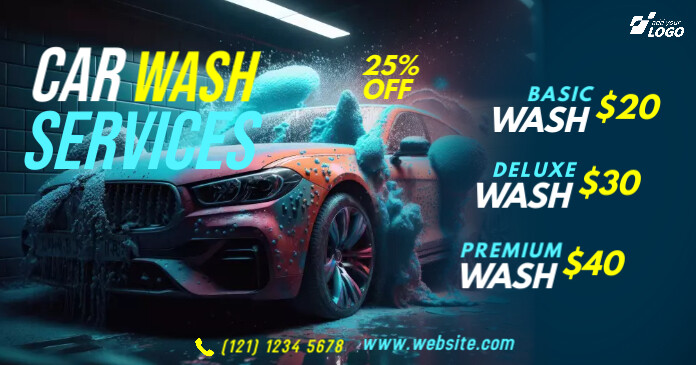 Car Wash Service Ad Facebook Gedeelde Prent template