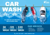 Car Wash Service Postcard template
