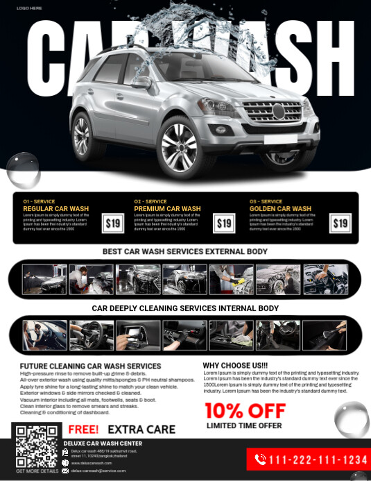 car wash service station templates Flyer (US-Letter)