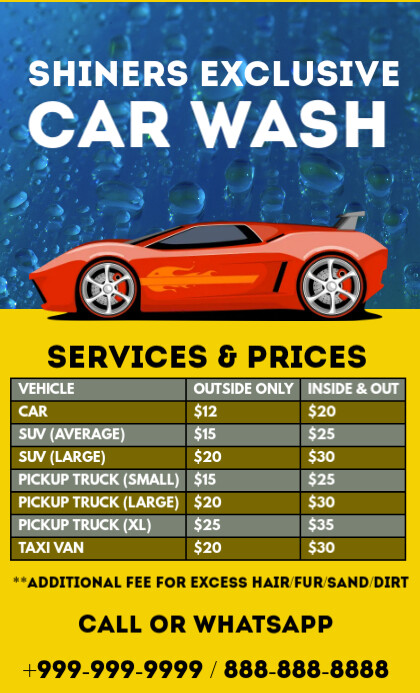 Car Wash Price List Free Digital Display (16:9) Templates | PosterMyWall
