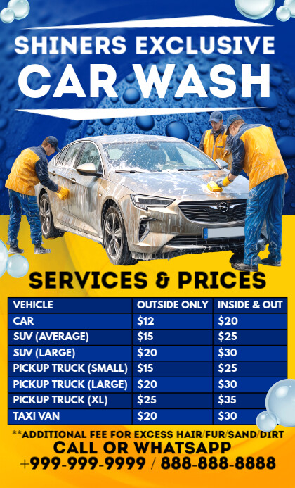 Car Wash Services & Prices Template US Legal