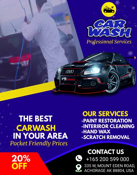 Copy of car wash services ad template PosterMyWall