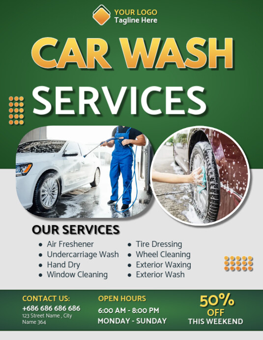 Services Rendered Poster car wash services poster template | PosterMyWall