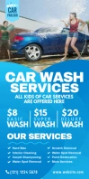 Car Wash Services Roll-Up Banner Cartel enrollable de 3 × 6 pulg. template