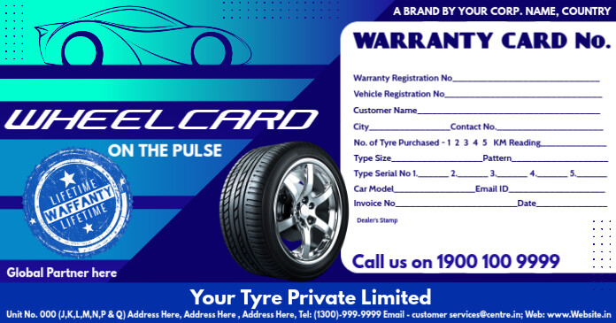 Car Wheel Warranty Card Template Postermywall