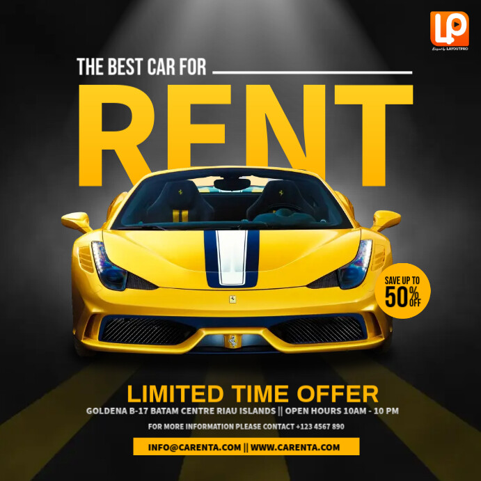 Car Yellow Ads Template | PosterMyWall