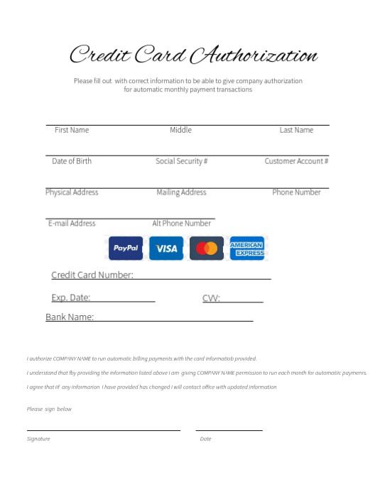 Machine Authorization Card card authorization form Template | PosterMyWall