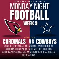 cardinals vs cowboys..  nfl game day flyer. american football. instagram post template