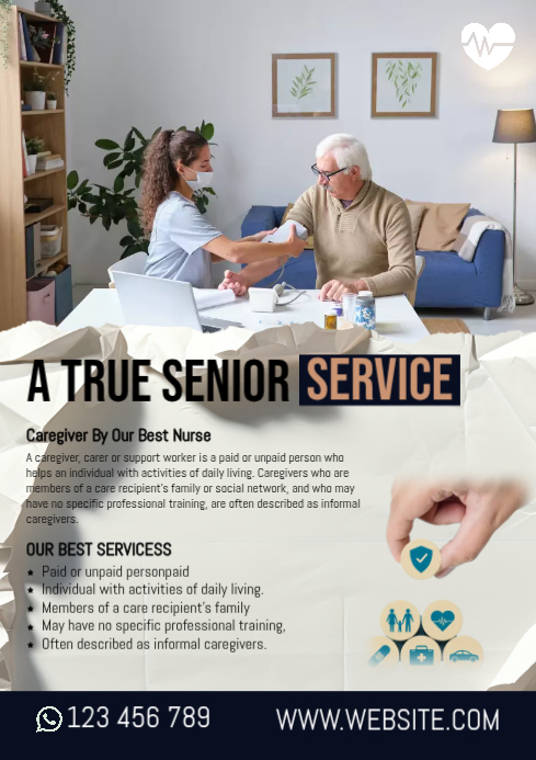 White Care Giver Service A4 Template | PosterMyWall