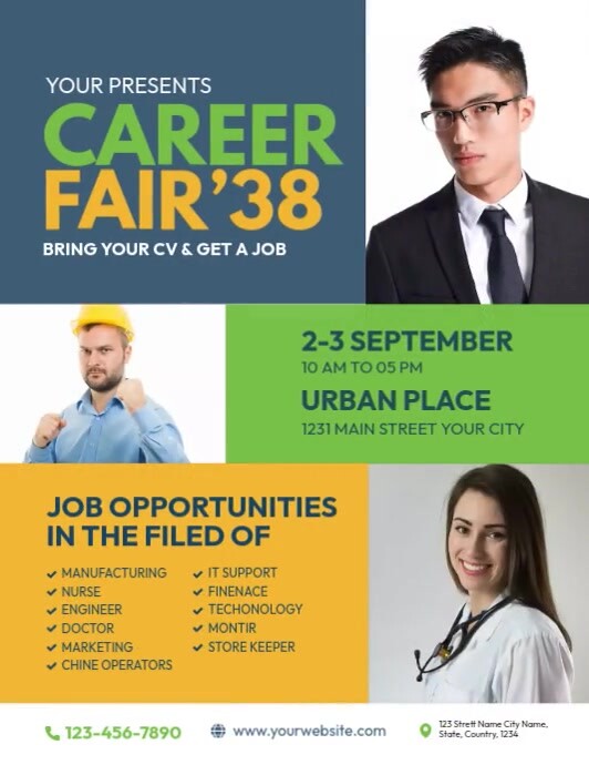 Career Fair Flyer Folheto (US Letter) template