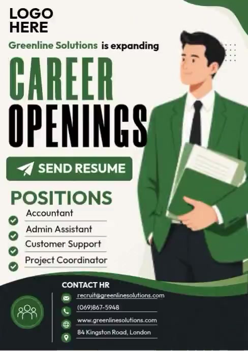 White Career Openings A4 Template | PosterMyWall