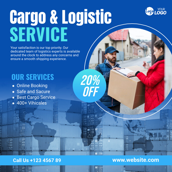 Cargo and Logistics Service Ad Template | PosterMyWall