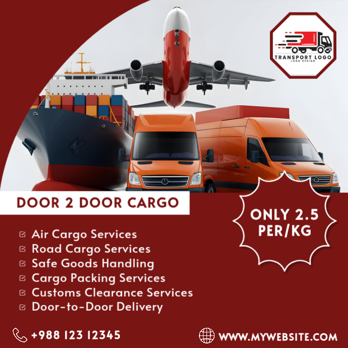 Red Cargo Services Instagram Ad Template | PosterMyWall