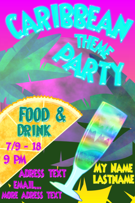 caribbean theme party template Poster