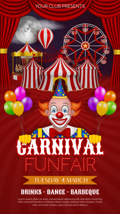 Carnival Funfair Instagram Story with circus, carousel and ferris wheel ...