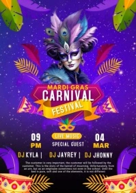 Carnival Mardi Gras Festival A4 template
