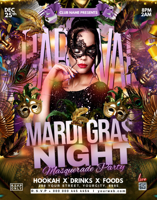 CARNIVAL MARDI GRAS PARTY Plakkaat/Muurbord template