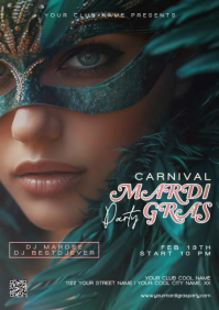 Maximalist Rio Carnival Mardi Gras Party Video Flyer A4 template