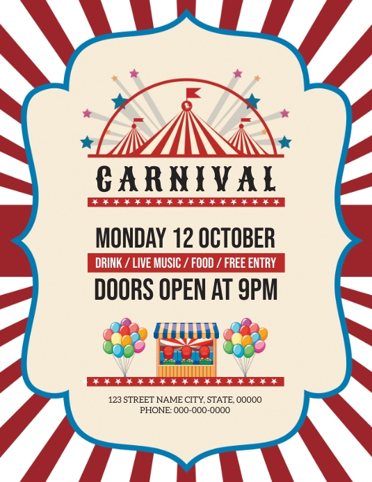 Carnival Party Flyer Template PosterMyWall Carnival Party Flyer Template PosterMyWall