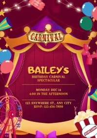 CARNIVAL THEME BIRTHDAY INVITATION A4 template