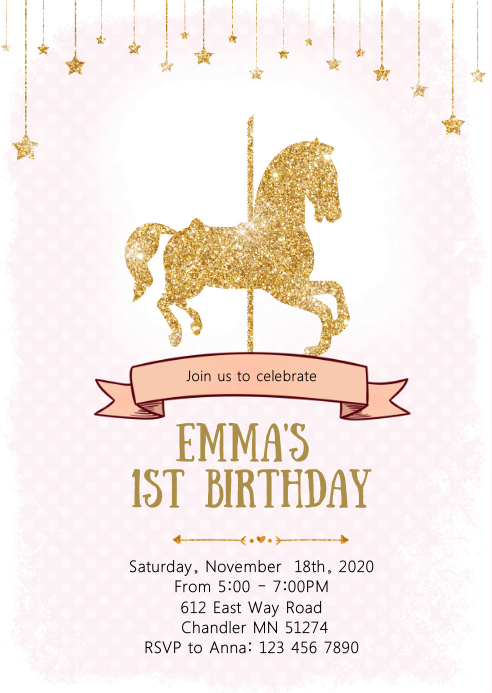Carousel Birthday Party Invitation Template Postermywall