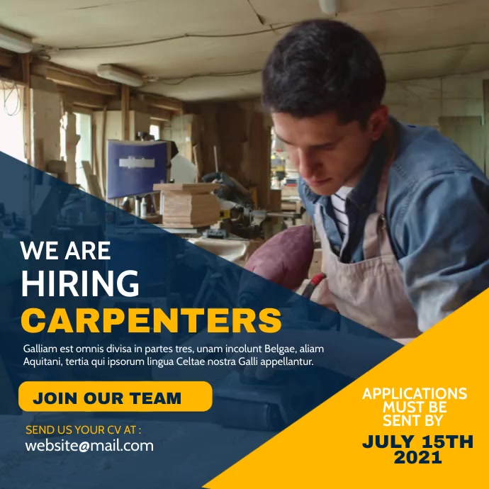 Carpenters hiring instagram post banner adver Template | PosterMyWall