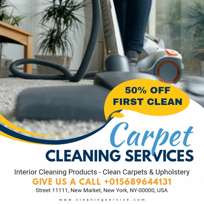 White Carpet Cleaning Service Instagram Video Isikwele (1:1) template