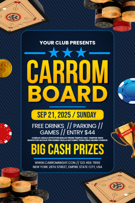 Carrom Board Poster template