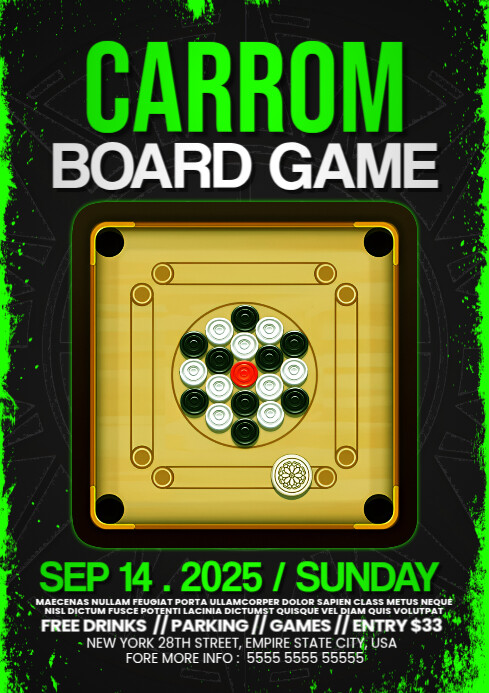 Carrom Board Game A4 template