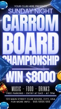 White Carrom Board Championship Digitalt display Template