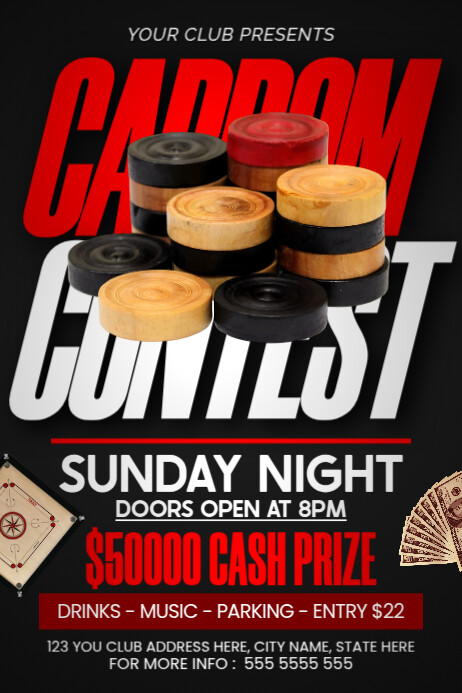 Carrom Contest Poster template