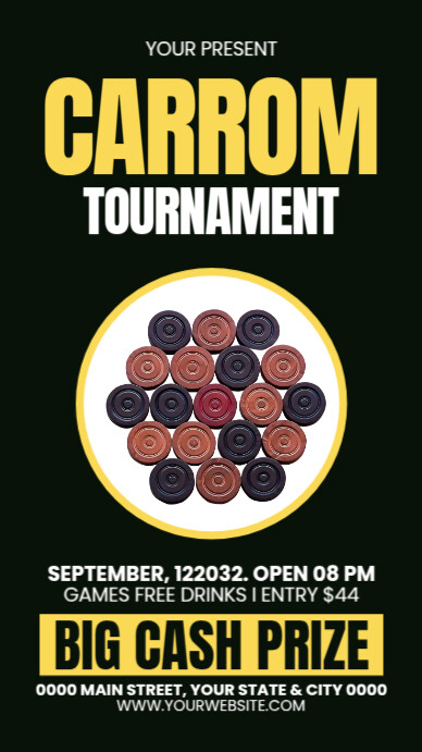 Carrom Tournament Instagram Story template