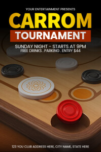 Carrom Tournament Poster template