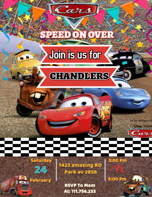 CARS BIRTHDAY INVITATION Template PosterMyWall