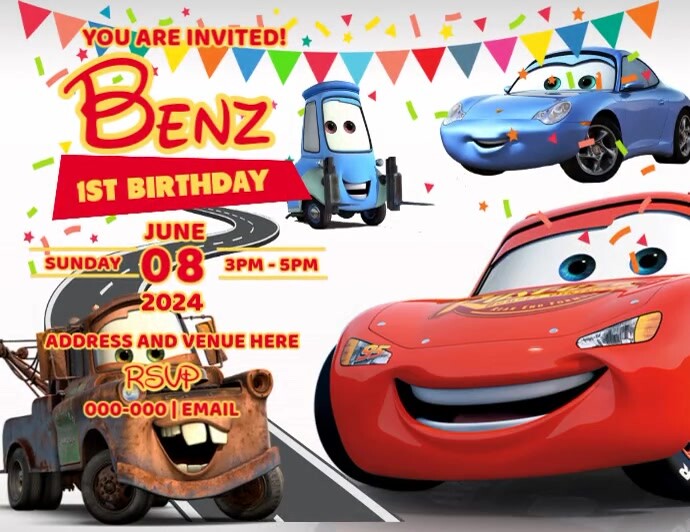 CArs birthday invitation Template | PosterMyWall