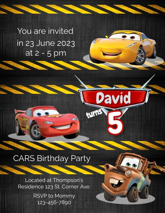 Cars Birthday Invitation Template PosterMyWall