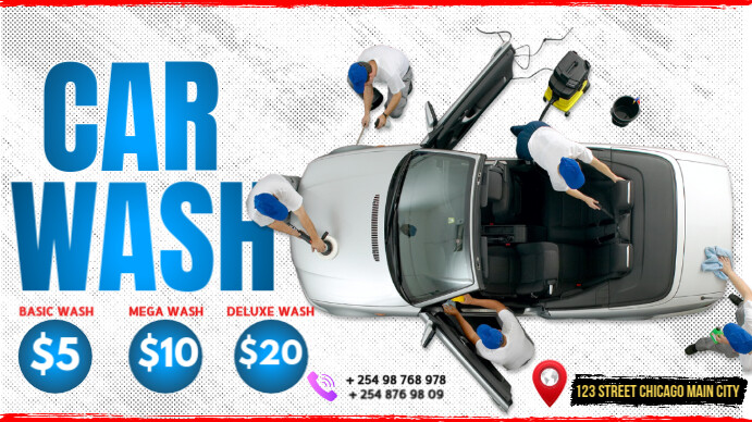 cars wash flyers Digital Display (16:9) template