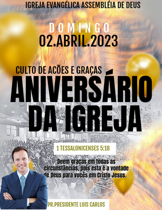CARTAZ, aNIVERSARIO DA IGREJA Ulotka (US Letter) template