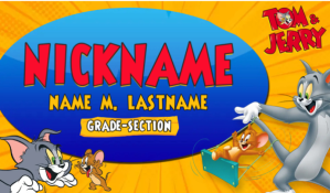 Orange Cartoon Name Tag Etykietka doczepna Template