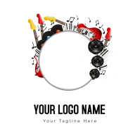 Cartoon Color  Guitar Sound And Creative Promotional Circular Plate Logo Logotyp template
