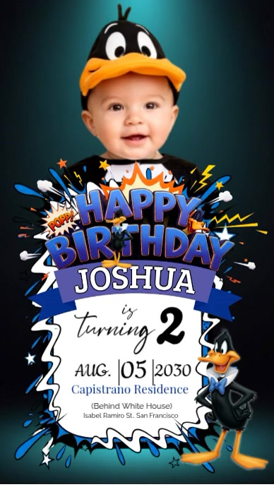 Cartoon Duck Birthday Invitation Template | PosterMyWall