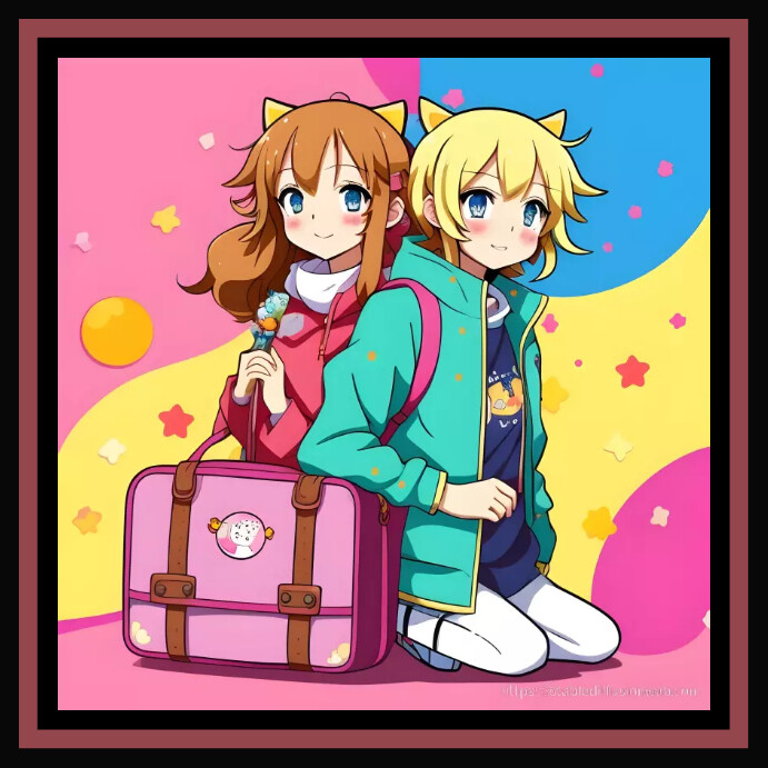 cartoon illustration of a little girl and boy Template PosterMyWall