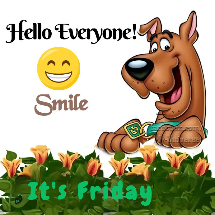 Hello Friday Friends Cartoon illustration of hello Friday greeting Template | PosterMyWall